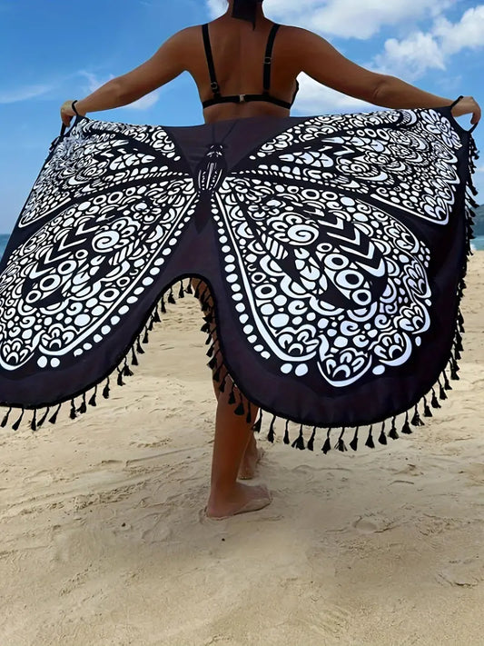 Butterfly Print Boho Cover Up Sarong